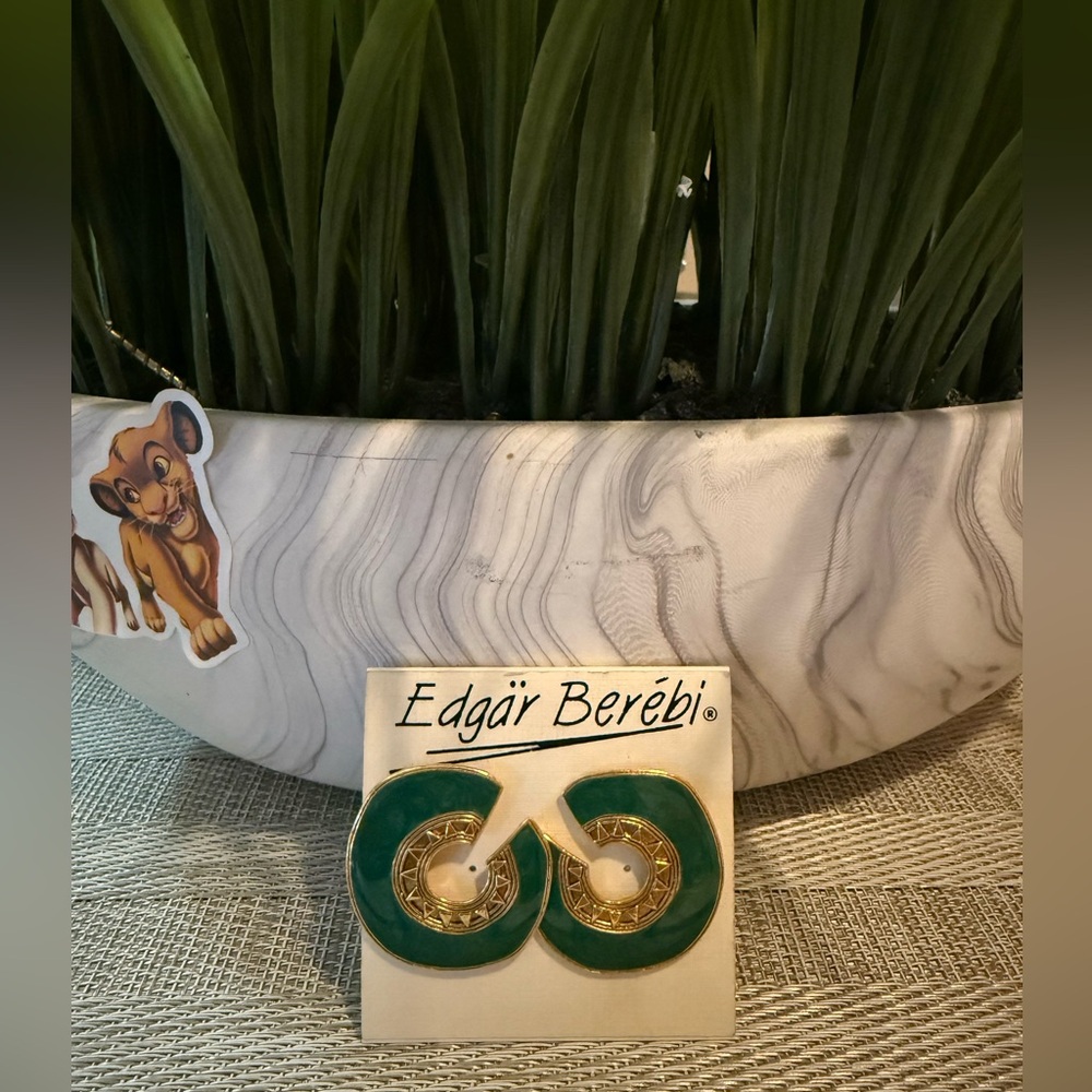 Vintage Edgar Berebi Green and Gold Earrings ( I will add a unbranded dust bag)